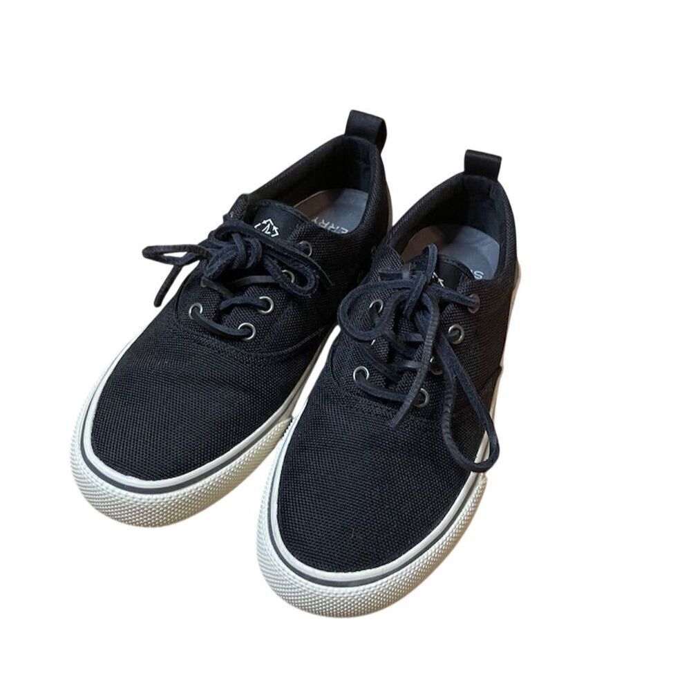 Sperry Striper II Baja Black Canvas Sneakers Size 4.5 Youth / Men's
